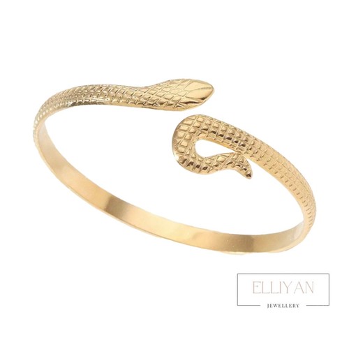 Snake gold adjustable bangle - gold,