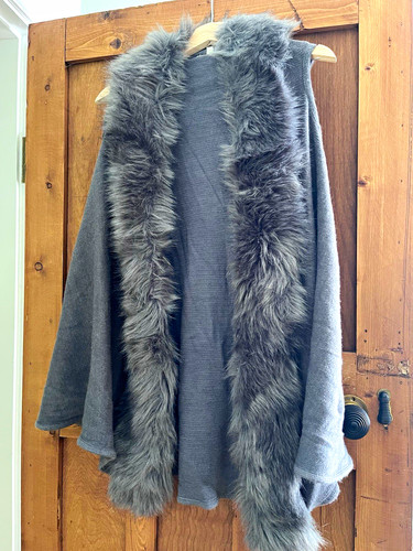 Apricot grey knit cape - grey, wrap