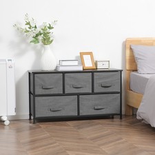 Chest of Drawers for Bedroom, 5 Drawer Fabric Dresser, Dark Grey