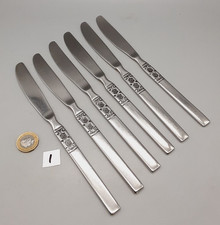 6 Vintage Mid Century Oneida Northland? Artistic Stainless Dinner Knives 22cm -1