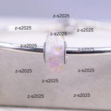 Pandora Field of Daises Pink Murano Glass charm Bead Sterling Silver 