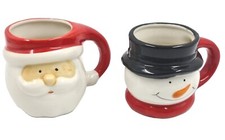 2 X Santa & Snowman Ceramic