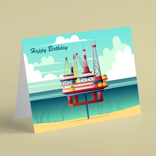Oil rig platform - birthday, card