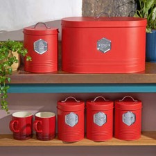 Kitchen Storage Canister 5pc Set Tea Coffee Sugar Bread Biscuit Bins 11 Colours