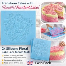 2x Silicone Cake Lace Mould