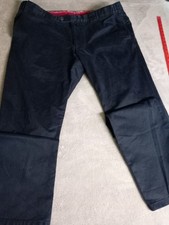 Meyer Men's Oslo Navy Blue Chino Trousers Size W40 L34 Stretch Cotton See Desc