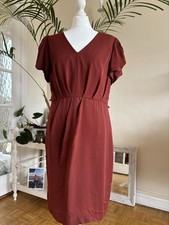 ROKSANDA ILINCIC EDITION DRESS, UK 16, RUCHED CAP SLEEVES,  FULLY  LINED, V NECK