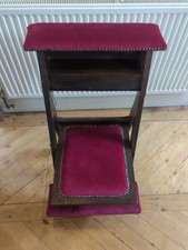 Antique Folding Prayer Stool/Chair upholstered by Henry Newbury & Co