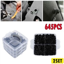 2X645Pcs Rivets Plastic Fastener Bumper Fender Pin Push Clips With Remover Tool