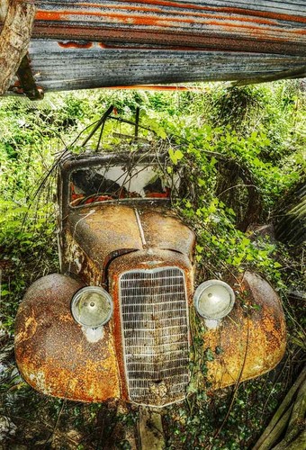 Abandoned rusty classic - abandoned, car