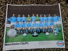 Authentic 1960s Esso Promotional Poster - Manchester Ciy FC