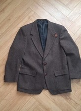 Vintage Mens Farah Tweed Jacket In Brown Size 40r Medium W Elbow Patches