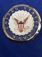United States Navy Eagle & Anchor Enamelled Brass Plaque/Challenge Coin