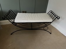 Wrought Iron End Of Bed Bench With Soft Cushion in Pale Cream (minor damage)