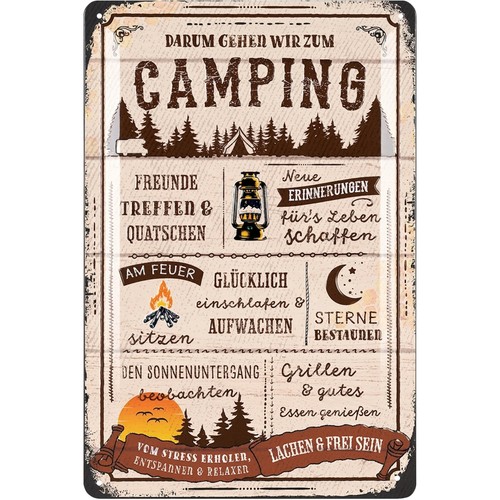 Retro tin sign camping - sign,