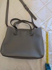 Women medium faux grey leather handbag by Zara