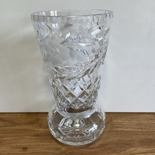 Lead Crystal Cut Vase Floral Decorative Design 20.5 cm High  Ex - Condition