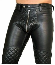 New Men's Black Leather Pant