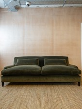 Graham and Green Campbell Three-Seater Sofa - Seaweed Stain Guarded Velvet