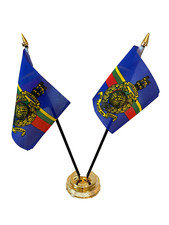 12" Tall Royal Marines British Navy 2 Flag Desk Top Table Display Centrepiece