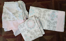 2 Carousel Designs Pocket Medallion Curtain panels 40"x94" + crib skirt