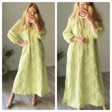 H&M Lime Green Modest Long Maxi Kaftan Dress Wide Sleeve size M 12 14 16