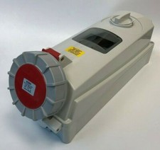 Red 63A Switched Interlock Socket 5 Pin With RCD 3P+N+E IP67 415V 63Amp 3 phase