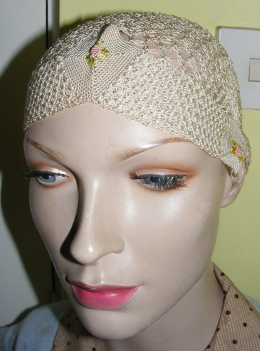 1920s vintage bed cap hat - , hand