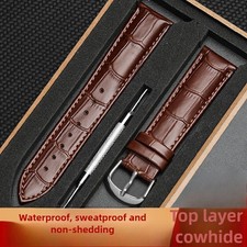 Alligator Grain Double-sided Genuine Leather Watch Strap 10-24mm with Wooden Box