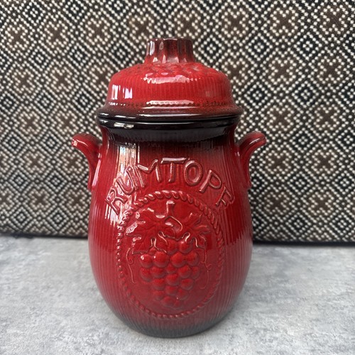 Vintage red rumtopf with - vintage,