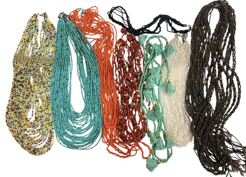 Glass seed need necklace lot - glass,