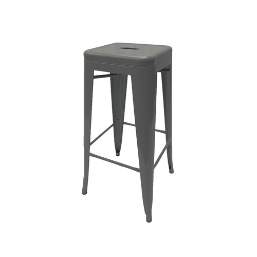 Tolix style stool silver 2 - style,