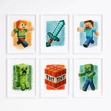 Minecraft Character Art Posters/Prints, Kids, Gaming, Bedroom, Wall Art, Gift