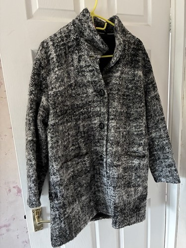 Grey white black coat 14 - m&s, grey/white/