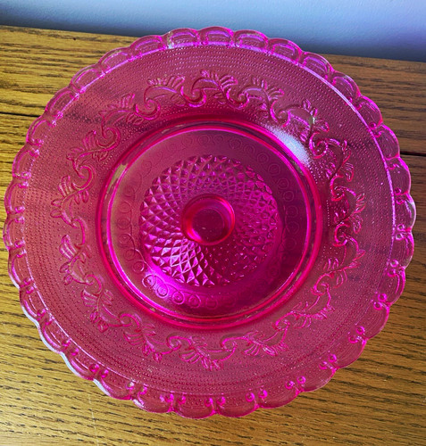 Pink pressed glass - pressed,