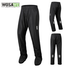 WOSAWE MTB Cycling Reflective Rain Trousers for Men Waterproof Shoe Cover Pants