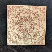 Vintage Wall Tile By Pilkington's Tiles "Lace Plum" 6x6 Inch