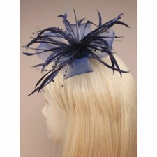 Navy Blue Fascinator with Net
