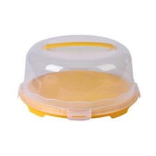 Cake Container 33cm Plastic Reusable Cake Carrier w/ Lockable Lid Storage Yellow