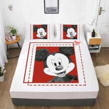 Mickey Mouse 02 Cartoon Bedding Decor Fitted Sheet Set Single/Double/King Size