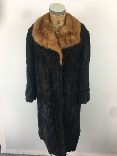 Real fur coat black long - fur,