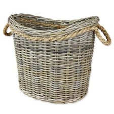 Grey & Buff Rattan Log Basket