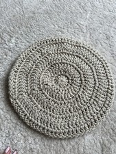 LADIES HAND CROCHETED BEIGE COTTON TYPE BERET NWOT