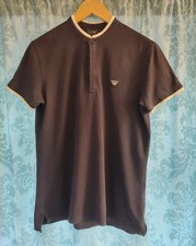 Armani Jeans T-Shirt Men's Medium Navy Button Up Henley Neck Top