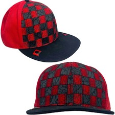 RARE Vintage Air Jordan Nike Burberry Checker Plaid Flat Bill Hat Red Black