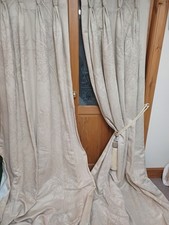 LONG Ivory Linen Curtains. Ea. 120 Inch Drop x 58"Wide. Blackout. Weighted. TPP