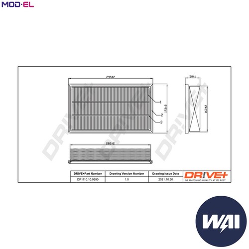 Air filter dp1110 - air, for