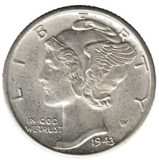 1943 D USA Mercury Dime –