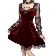 Women Lace Velvet Mini Dress