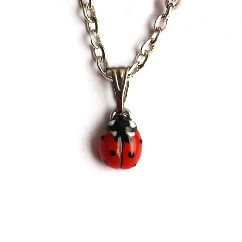 Ladybug necklace red realistic - ladybug,